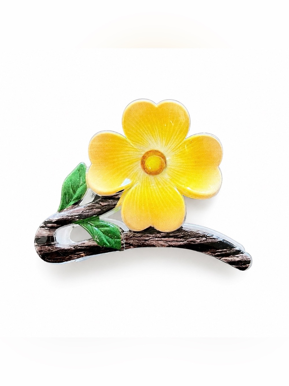 New Light Orange Flower Floral Daisy 3" Glossy Lobster Claw Hair Clip